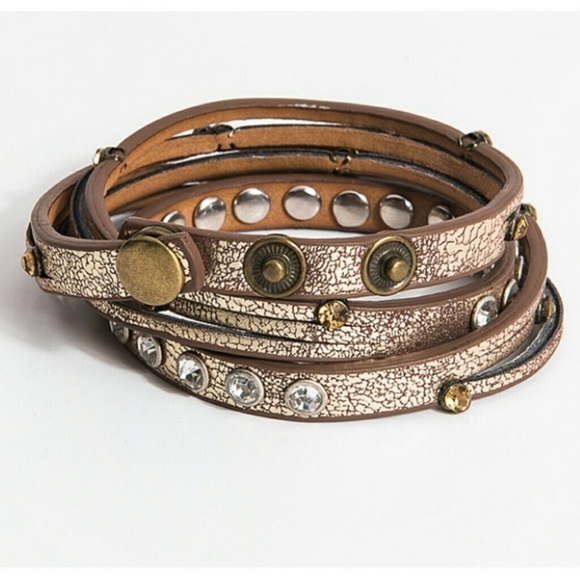 CRYSTAL Studded Wrap Bracelet in Champagne - Picture 4 of 5